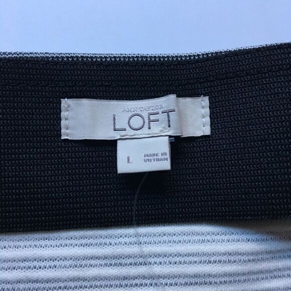 New Loft Ann Taylor Striped Stretch Pencil Skirt Womens Size L Work - Picture 2 of 5